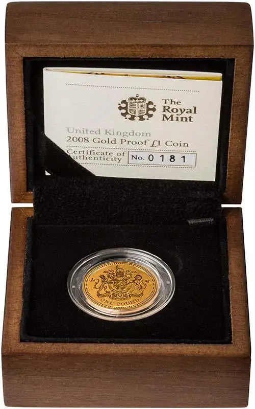 2008 UK Coin £1 Gold Proof Royal Coat of Arms 21920