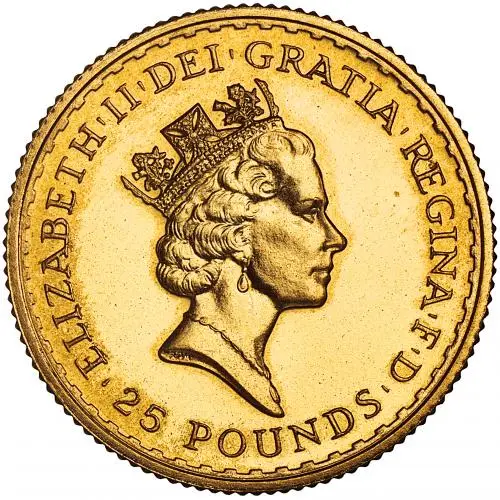 1987 Gold Bullion 0.25 Ounce Britannia  Coin Grade C obverse