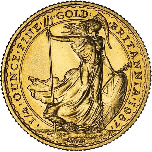 1987 Gold Bullion 0.25 Ounce Britannia  Coin Grade C reverse