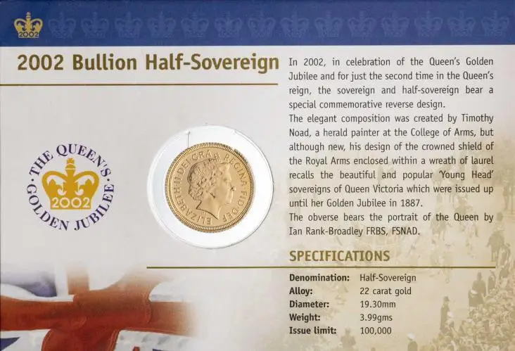 2002 Gold Half Sovereign In Sleeve obverse