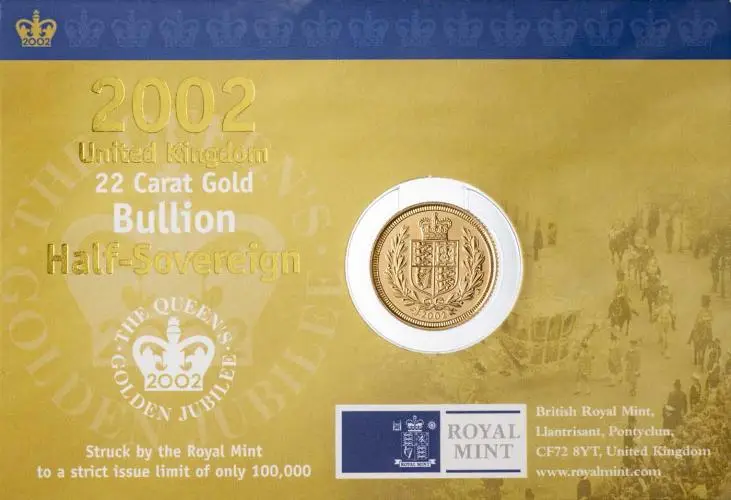 2002 Gold Half Sovereign In Sleeve reverse
