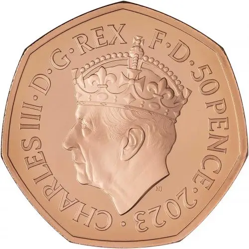 2023 Coronation of King Charles III Gold Proof 50p Coin obverse 1
