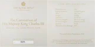 2023 Coronation of King Charles III Gold Proof 50p Coin cert 1