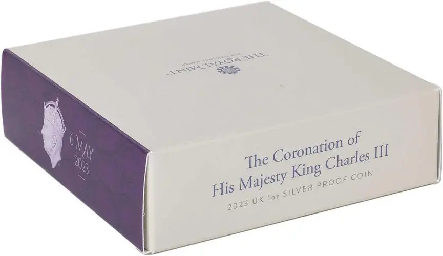 2023 Coronation of King Charles III Silver Proof 1 oz Coin box chards