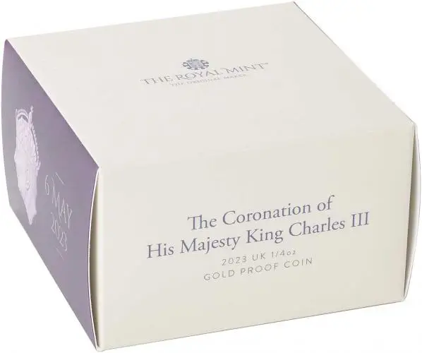 2023 Coronation of King Charles III 0.25 oz Gold Proof Coin display box