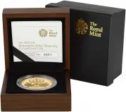 2010 Restoration of the Monarchy Gold Proof £5 Coin in box