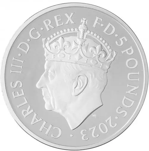 2023 Coronation of King Charles III Silver Proof Piedfort £5 Crown Coin obverse