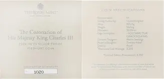2023 Coronation of King Charles III Silver Proof Piedfort £5 Crown Coin certificate