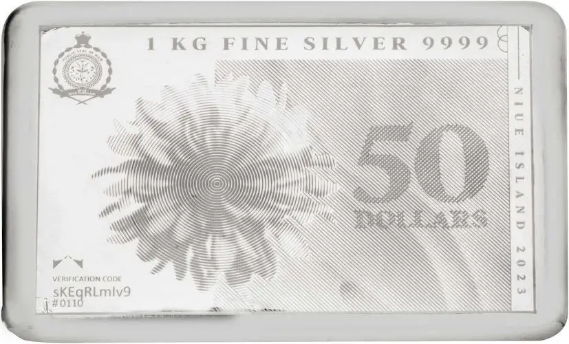 Silver Bullion Ungraded 1 Kilogram Cast Silver Note  Bar New Zealand Pressburg Mint obverse