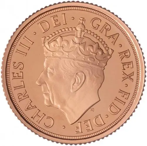 2023 Coronation of King Charles III Gold Proof Quarter Sovereign Obverse