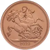 2023 Coronation of King Charles III Gold Proof Piedfort Sovereign reverse