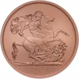 2023 Coronation of King Charles III Gold Quintuple Sovereign BU Matt reverse