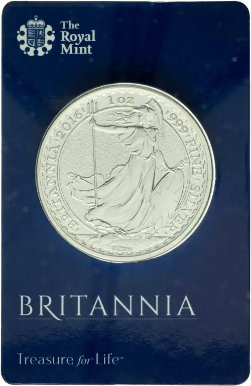 2016 Silver Bullion Ungraded 1 Ounce Britannia  Coin In Card United Kingdom The Royal Mint reverse