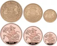2022 - 2023 KCIII 1st & 2nd Portrait 3-Coin Proof Sovereign Set Bundle (6 Coins) reverse