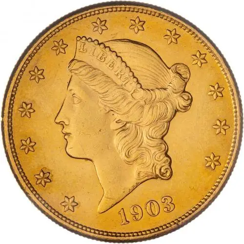 1903 Gold Ungraded Double Eagle US Dollar $20  Coin Single Collectable United States of America San Francisco Mint Liberty/Coronet Head obv