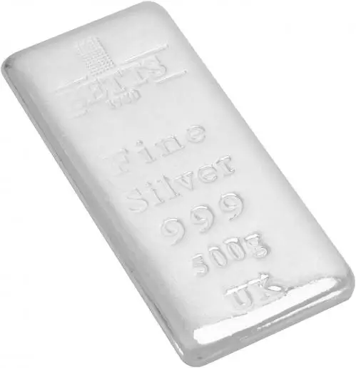 Silver Bullion 500 Gram Cast  Bar Pre-Owned United Kingdom Betts SIDE VIEW