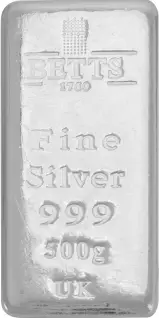 Betts 500g Cast Silver Bullion Bar - Pre-Owned