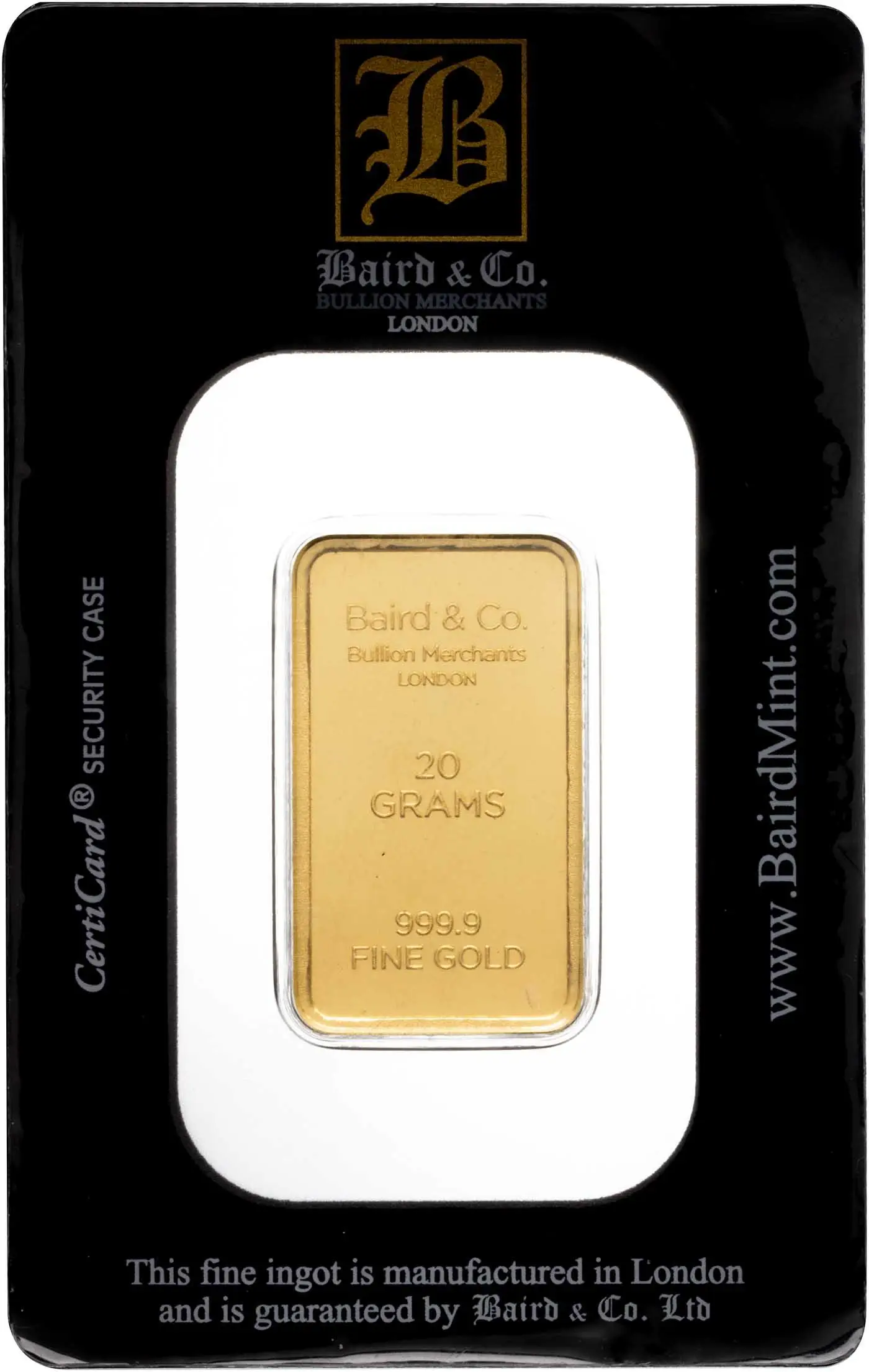 20 Gram Minted Gold Bar Baird & Co - In Sleeve | Chards