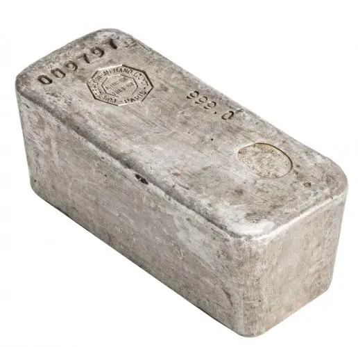 Silver 1 Kilogram Cast  Bar Single Pre-Owned France Comptoir Lyon Alemand Louyot side view