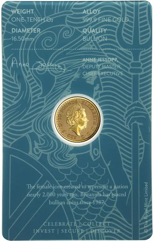 2023 Gold Bullion 0.1 Ounce Britannia Coin In Sleeve  obverse1