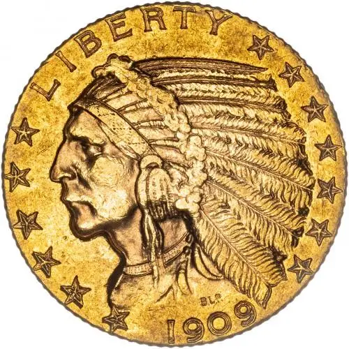 1909 Gold Half Eagle US Dollar $5  Coin Indian Head obv
