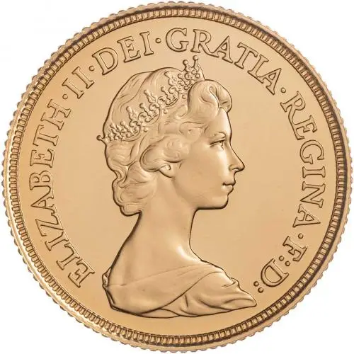1983 Gold Proof Sovereign Coin Obverse
