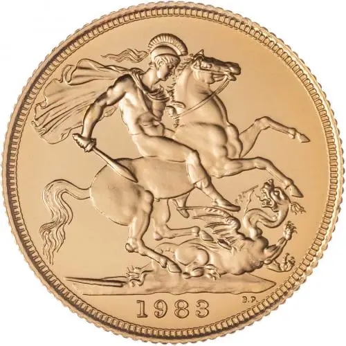1983 Gold Proof Sovereign Coin Reverse