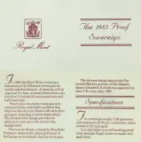 1983 Gold Proof Sovereign  Coin Certificate of Authenticity