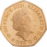 2021 Gold Proof Winnie The Pooh and Friends Elizabeth II Tigger Pound Sterling 50 Pence Coin With Box with Cert United Kingdom The Royal Mint obverse