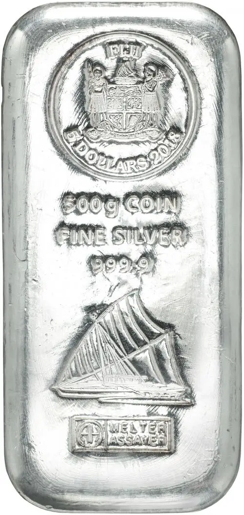 2018 Silver Bullion 500 Gram Coin Bar $5  Bar Fiji Argor Heraeus  reverse
