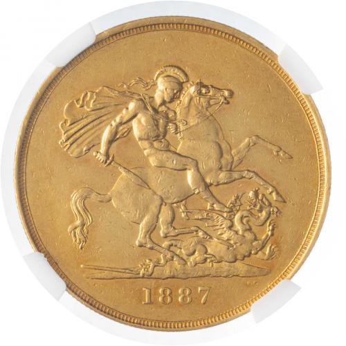 1887 Quintuple Sovereign Queen Victoria NGC AU 55 | Chards