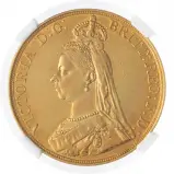 1887 Gold £5 Quintuple Sovereign Victoria Jubilee Head NGC AU-55 obverse