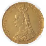 1887 Gold £5 Quintuple Sovereign Victoria Jubilee Head NGC MS-60 obverse