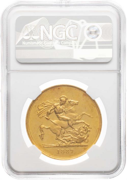 1887 Quintuple Sovereign Queen Victoria NGC MS 61 PL |Chards