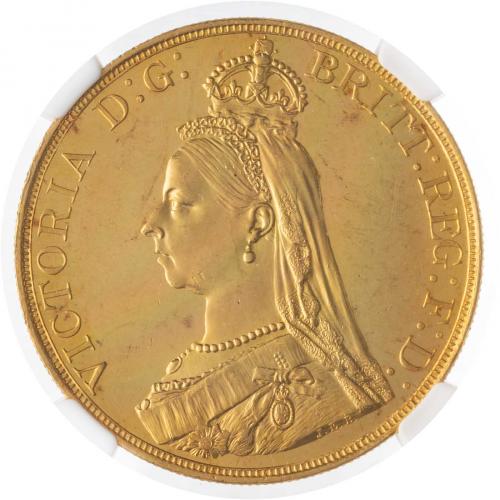 1887 Quintuple Sovereign Queen Victoria NGC MS 61 PL |Chards