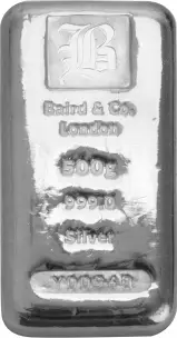 Baird 500g Cast Silver Bullion Bar - Pre-Owned