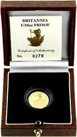 1991 0.1 oz Gold Coin Britannia Proof