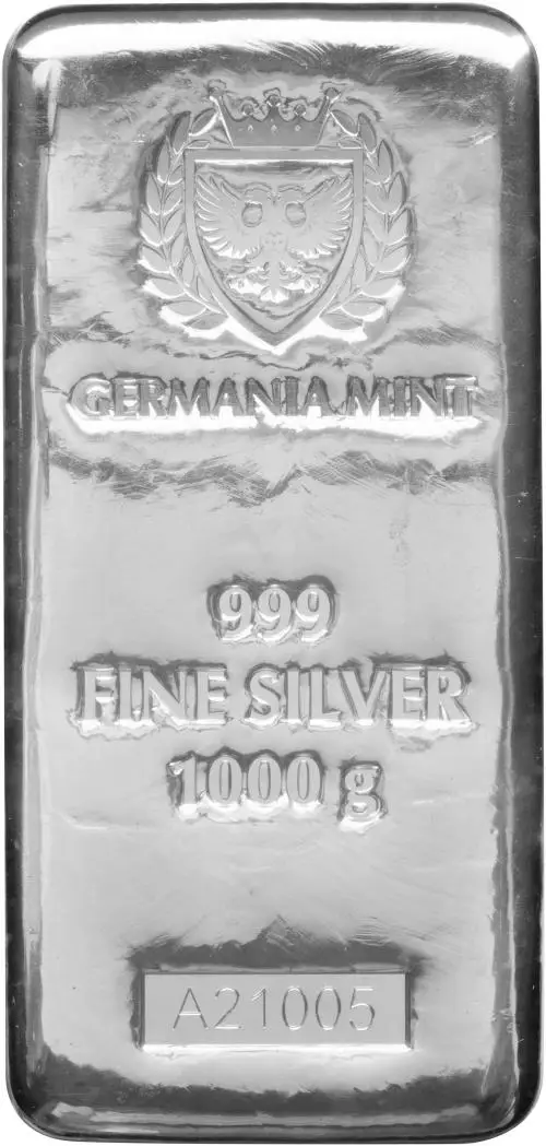 Silver Bullion 1 Kilogram Cast  Bar Single New United Kingdom Germania Mint obverse