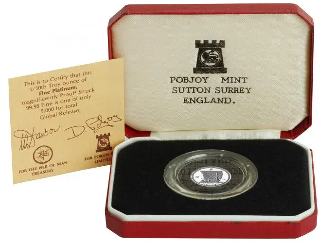 1984 Platinum Bullion 0.1 Ounce Isle of Man Coin display