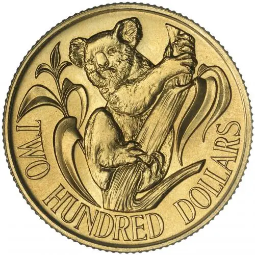 1983 Gold Koala $200 Dollar Coin In Sleeve with Cert  reverse 2025 image