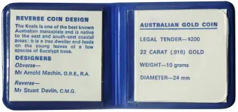 1983 Gold Koala $200 Dollar Coin In Sleeve with Cert  reverse 2025 image certificate