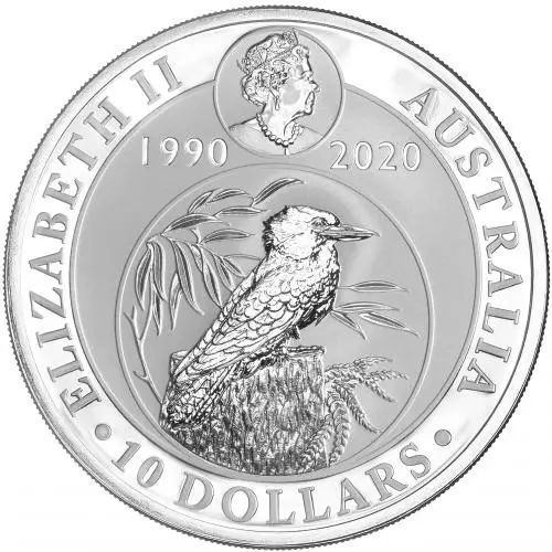2020 Silver Kookaburra 10 oz '30th Anniversary' Bullion  Coin  obverse