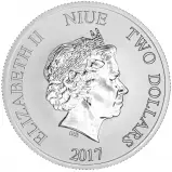 2017 Silver 1 Ounce Turtle 2 Dollar  Niue Coin  obverse