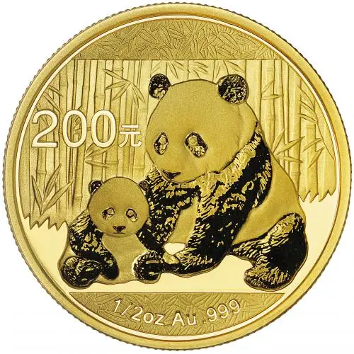 2012 Gold Bullion 0.5 Ounce Panda 200 Yuan  Coin  reverse