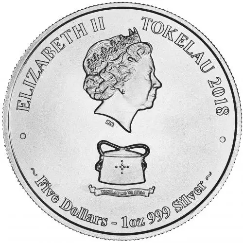 2018 Silver 1 Ounce Leopard Shark $5 Tokelau Coin obverse