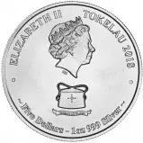 2018 Silver 1 Ounce Leopard Shark $5 Tokelau Coin obverse