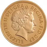 2009 Gold Brilliant Uncirculated Quintuple Sovereign £5 St George obv