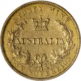 1861 Gold Full Sovereign Victoria Young Head Australia In Wreath Sydney Mint Coin - Graded gFair reverse