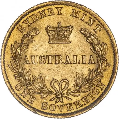 1866 Gold Victoria Full Sovereign Sydney Mint Australia Better than Bullion  rev