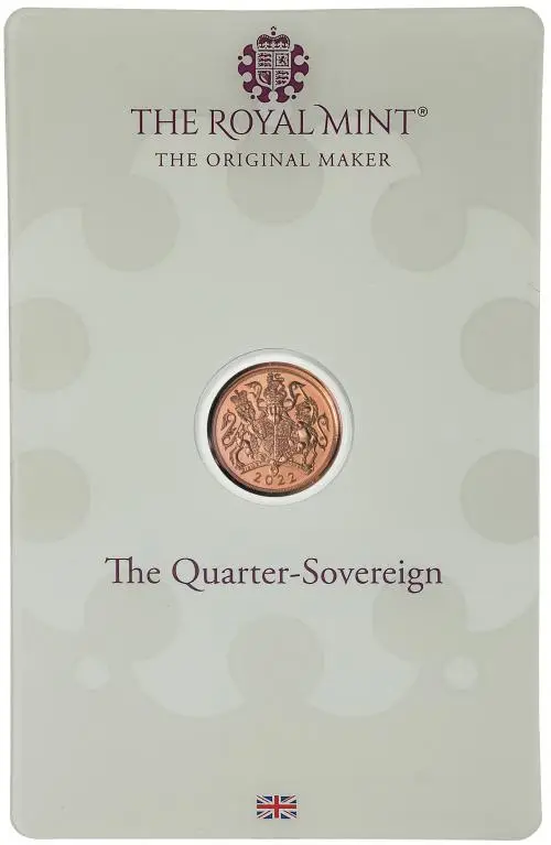 2022 Elizabeth II Platinum Jubilee Gold Bullion Quarter Sovereign - In Sleeve reverse image